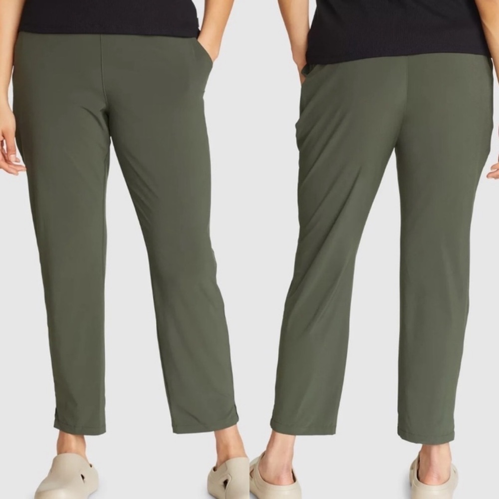 Eddie Bauer Womens Green Pull On Departure Ankle Pants Sz XL